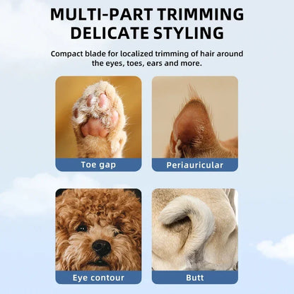 PetTrimPro Mini trims paw pads, ears, eye contour and more